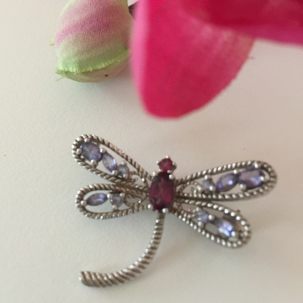 Sale🔥Sterling Silver Garnet and Iolite Butterfly Pendent